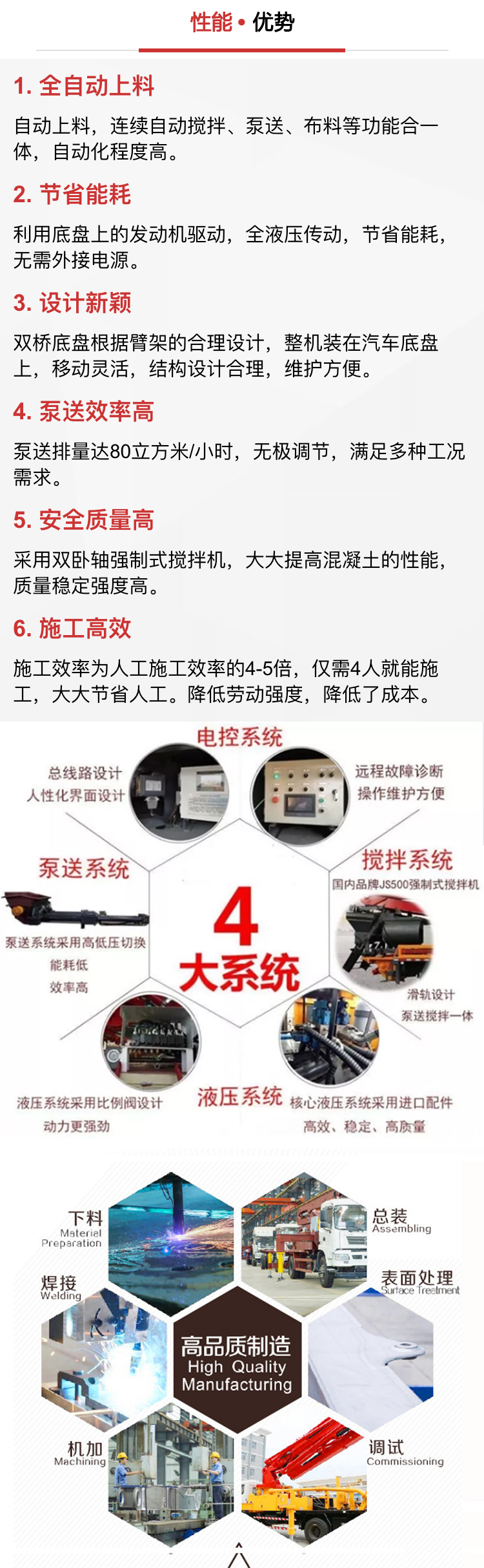 湖南天拓混凝土泵車的性能優勢介紹圖